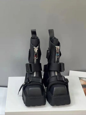 Womens Black Lace Up Winter Boots