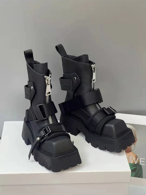 Womens Black Lace Up Winter Boots