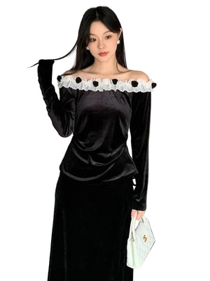 Women's Black Long Sleeve T Shirt