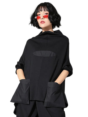 Women's Black Loose Pocket T-shirt