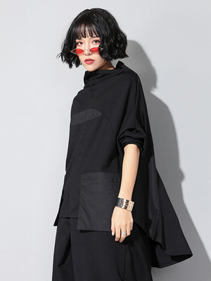 Women's Black Loose Pocket T-shirt