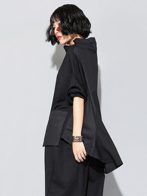 Women's Black Loose Pocket T-shirt