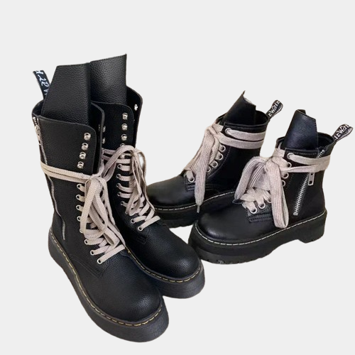 Womens black mid calf leather boots deals