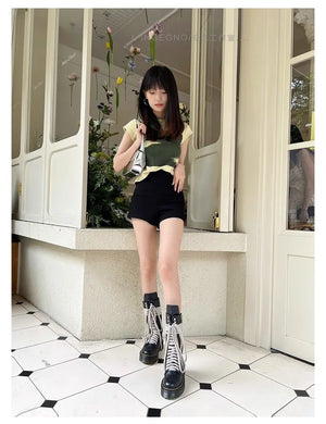 Womens Black Mid Calf Lace Up Boots