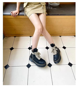 Womens Black Mid Calf Lace Up Boots