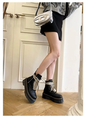 Womens Black Mid Calf Lace Up Boots