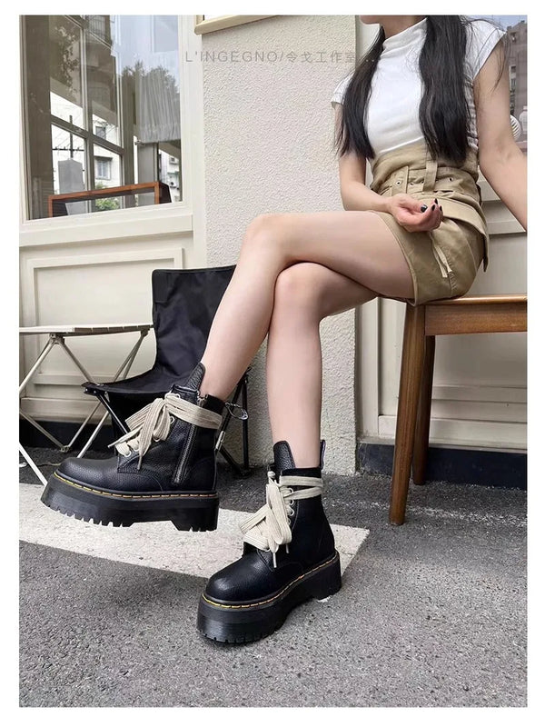 Womens Black Mid Calf Lace Up Boots