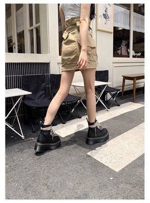 Womens Black Mid Calf Lace Up Boots