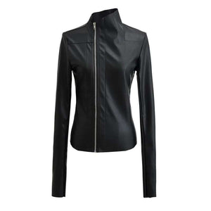 Women's Black Moto PU Leather Jacket
