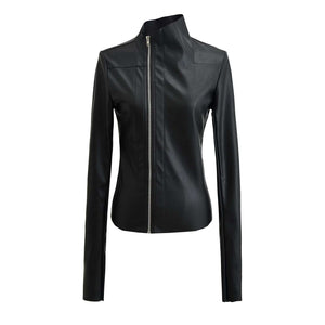 Women's Black Moto PU Leather Jacket
