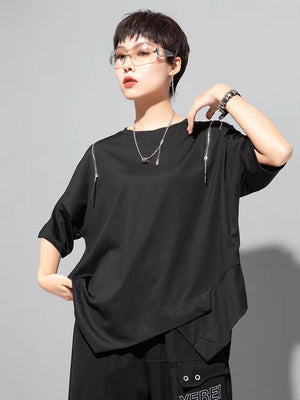 Women's Black Off Shoulder Plus Size T-shirts