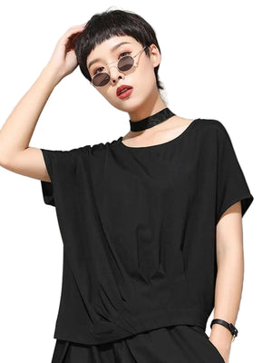 Women's Black Plain T Shirt
