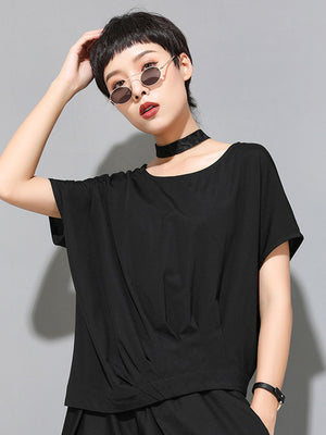 Women's Black Plain T Shirt