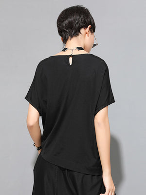 Women's Black Plain T Shirt