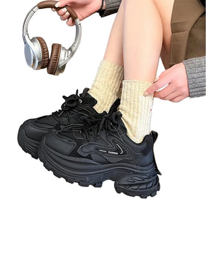 Women's Black Platform Sneakers