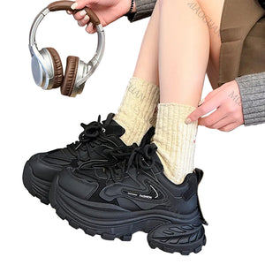 Women's Black Platform Sneakers