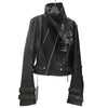 Women's Black PU Leather Jacket Slim