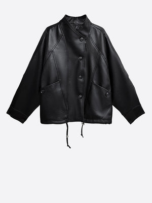 Women's Black PU Leather Jacket