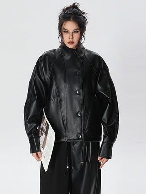 Women's Black PU Leather Jacket