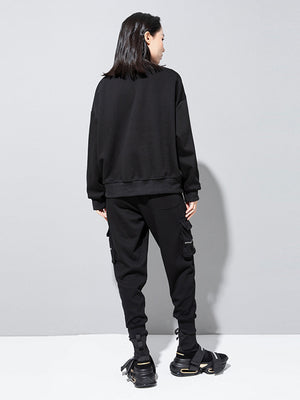 Womens Black Pullover Sweatshirt