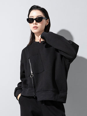 Womens Black Pullover Sweatshirt