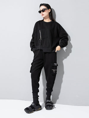 Womens Black Pullover Sweatshirt