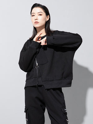 Womens Black Pullover Sweatshirt