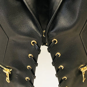 Women's Black Rivet PU Leather Jacket