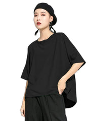 Playera negra de manga corta para mujer