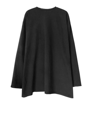 Women's Black Side Slit Irregular Oversized T-shirt