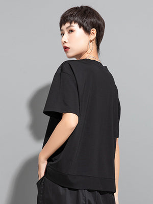 Women's Black T Shirt With Design