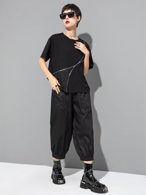 Women's Black T Shirt With Design