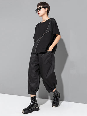 Women's Black T Shirt With Design