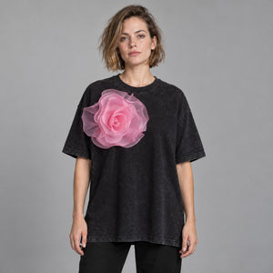 Women's Black T-shirt with Half Sleeves – worn by a woman