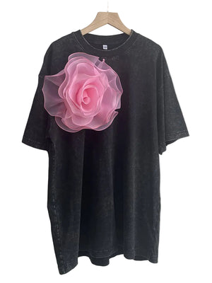 Women's Black T-shirt with Half Sleeves