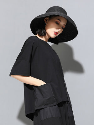 Women's Boxy Black T Shirt