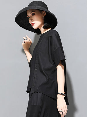 Women's Boxy Black T Shirt