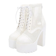 Womens Breathable White Platform Boots