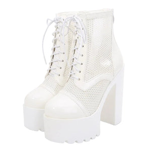Womens Breathable White Platform Boots