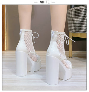 Womens Breathable White Platform Boots
