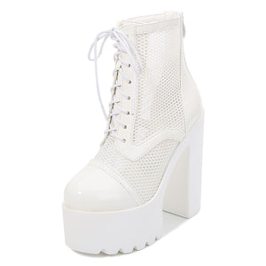 Womens Breathable White Platform Boots