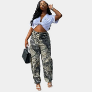 Pantalon cargo camouflage pour femme