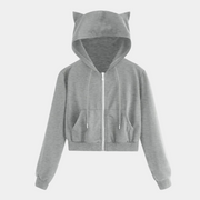 Sudadera corta con cremallera para mujer 