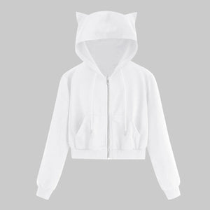 Womens Cropped Zip Up Hoodie