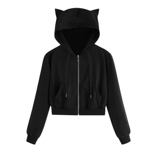 Womens Cropped Zip Up Hoodie