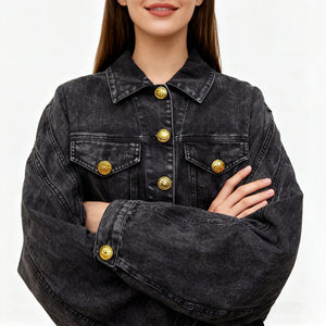 Women's Denim Black Jacket