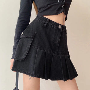 Womens Denim Cargo Skirt