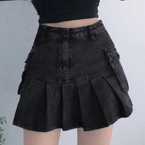 Womens Denim Cargo Skirt