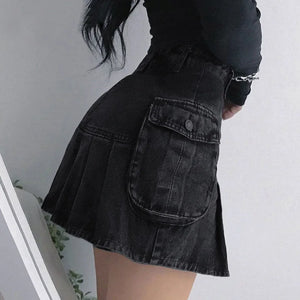 Womens Denim Cargo Skirt