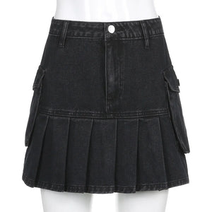 Womens Denim Cargo Skirt